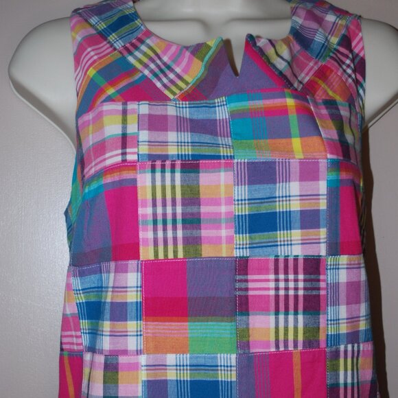 🌈 New With Tags! Talbots Madras Patchwork Dress - Size 12P 🌈 - Picture 4 of 16
